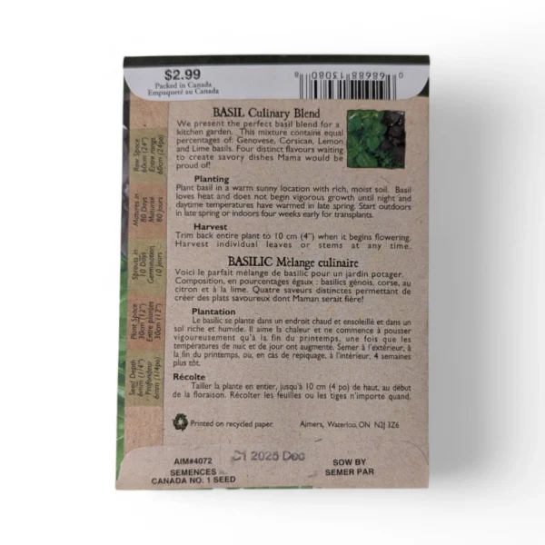 Basil Seeds (Culinary Blend) - Organic - Image 2